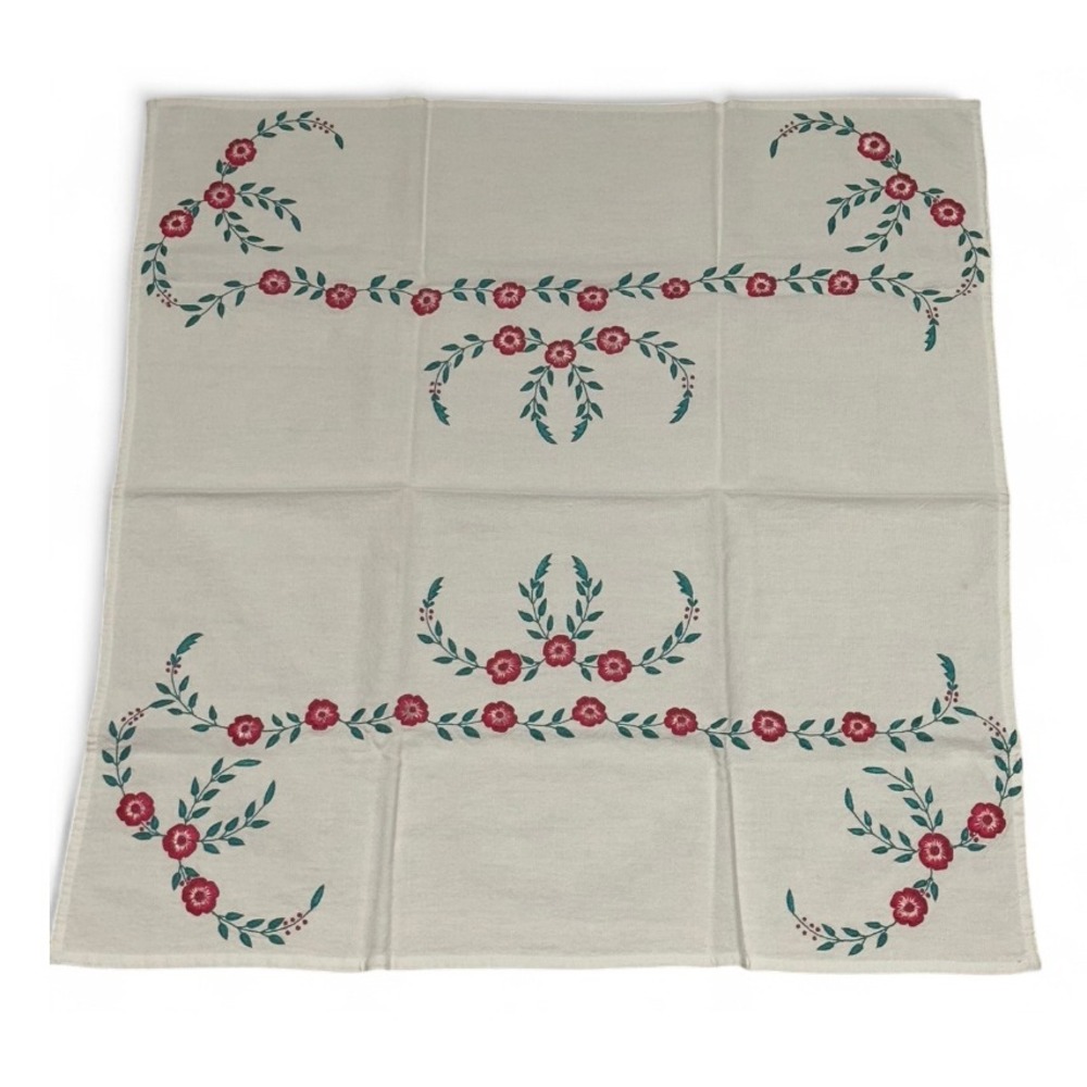 Hand‎ in Hand Floral Embroidered Tablecloth 30" Square Cotton Spring Decor